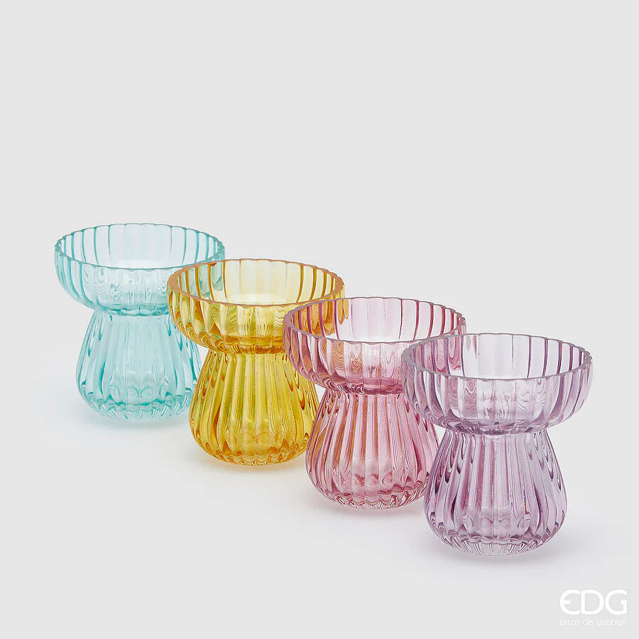 EDG Enzo De Gasperi Vaso Righe Biforma H 11 Cm D 11 Cm 4 Ass. Multicolor 1 Pz