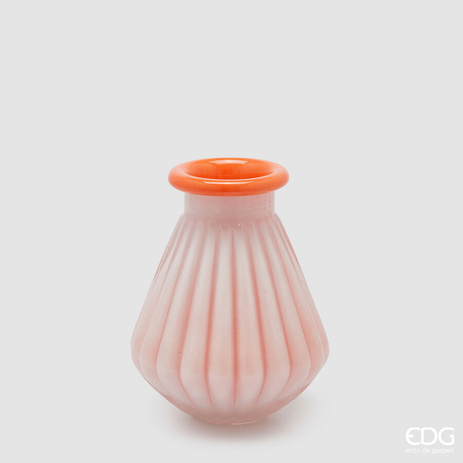 EDG - Vaso Righe Con Bordo H20cm Coral