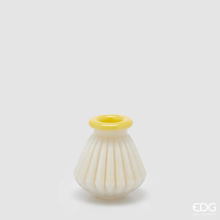 EDG - Vaso Righe Con Bordo H13cm Giallo