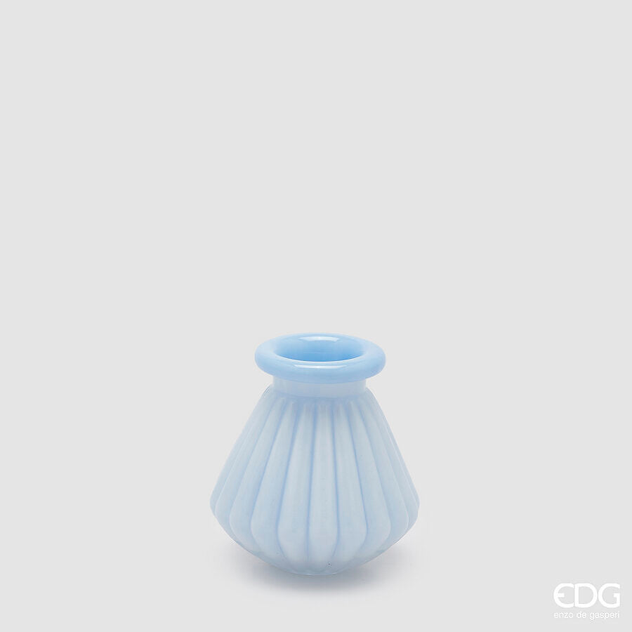 EDG - Vaso Righe Con Bordo H13cm Blue