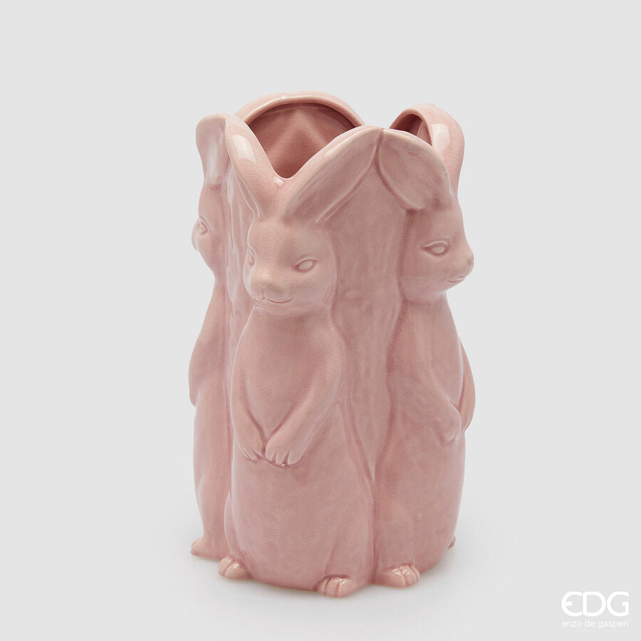 EDG - Vaso Easter Cilindro Conigli H 30cm Rosa