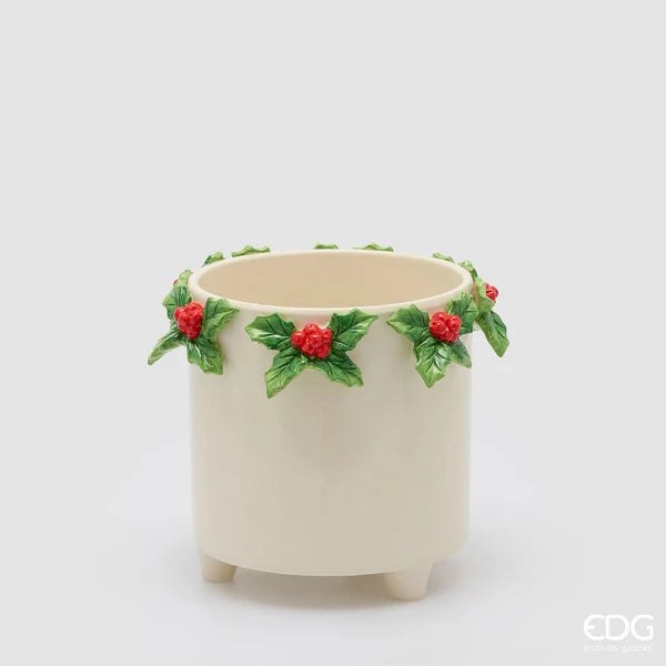 EDG - Vaso Agrifoglio Cilindro con Piede H. 19 cm – Ø 17 cm