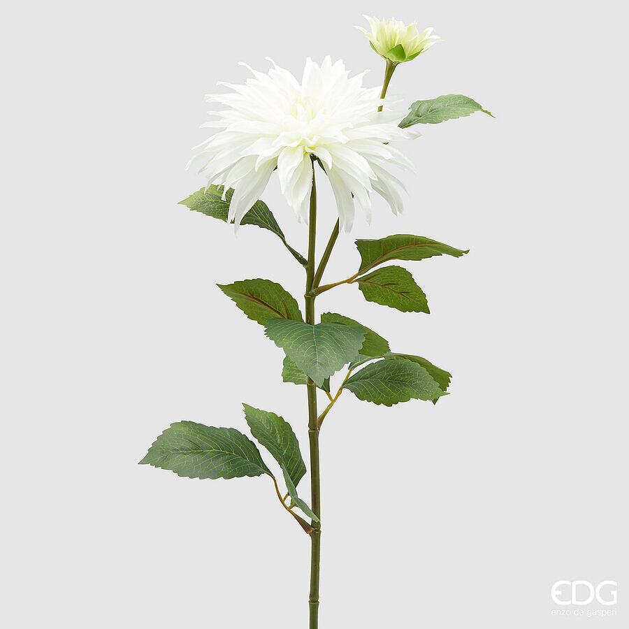 EDG - Ramo Dalia Artificiale con Bocciolo H 80cm Bianco