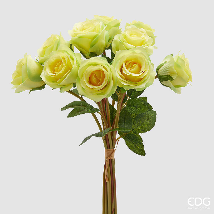 EDG - Mazzo Rose Con Foglie 10 Pz H 40CM