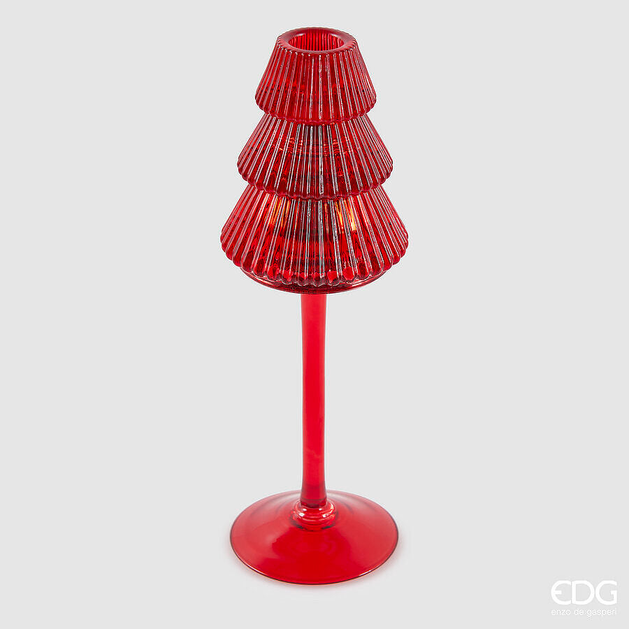 EDG - Portacandela Vetro Pino H25cm Rosso