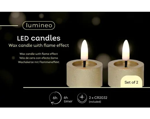 Garden Foggia - Box 2 Candele Flat H 5.2 cm Gold