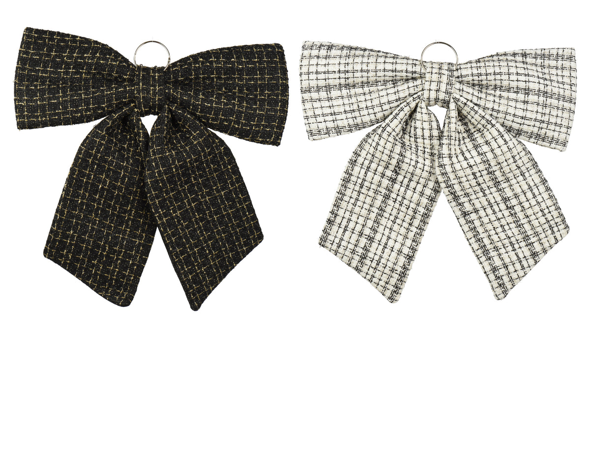 Garden Foggia - Fiocchi Natalizi Imbottiti in Tessuto Tweed Deluxe (Nero/Oro e Bianco/Nero) 1 pz assortito