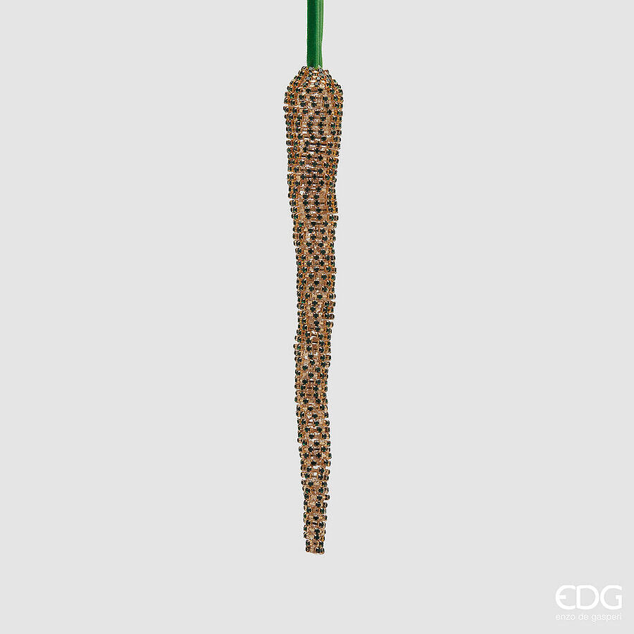 EDG - Addobbo Ghiacciolo Lucente H23 cm Green/gold