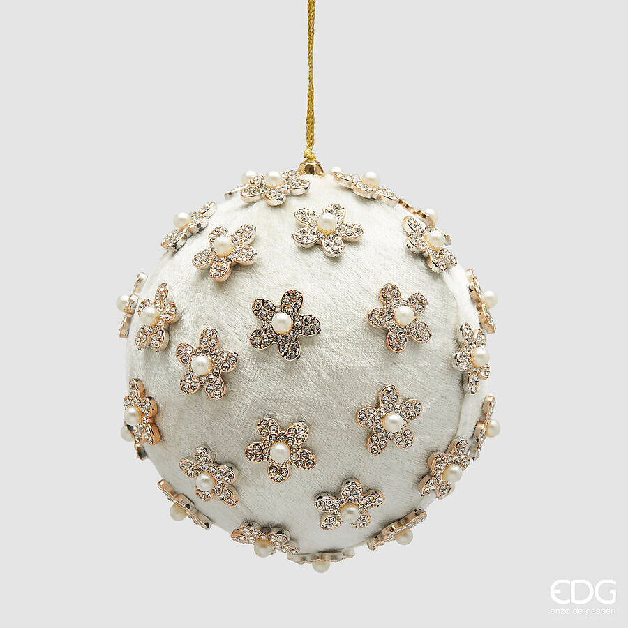 EDG Addobbo Palla Flower D.12cm Bianco Perla
