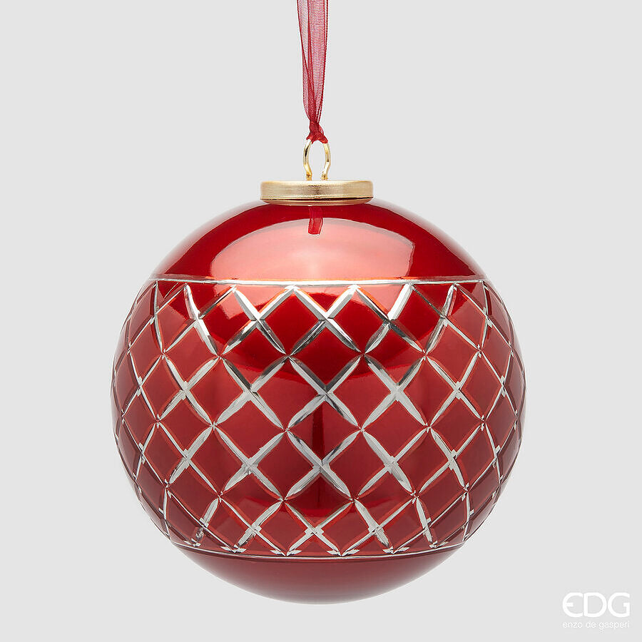 EDG - Addobbo Palla Rombi Rossa d 15cm