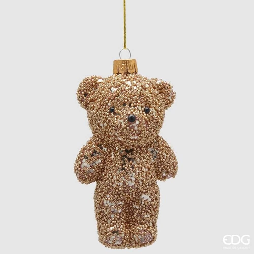 EDG - Addobbo Orsacchiotto Dorato con Perline H14