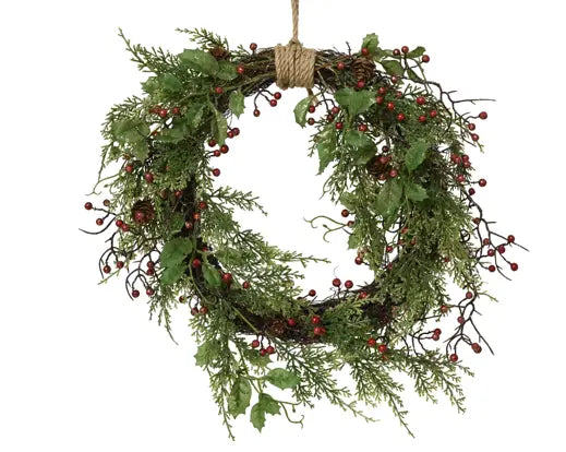 Garden Foggia - Corona Dietroporta Verde Con Bacche D 40cm