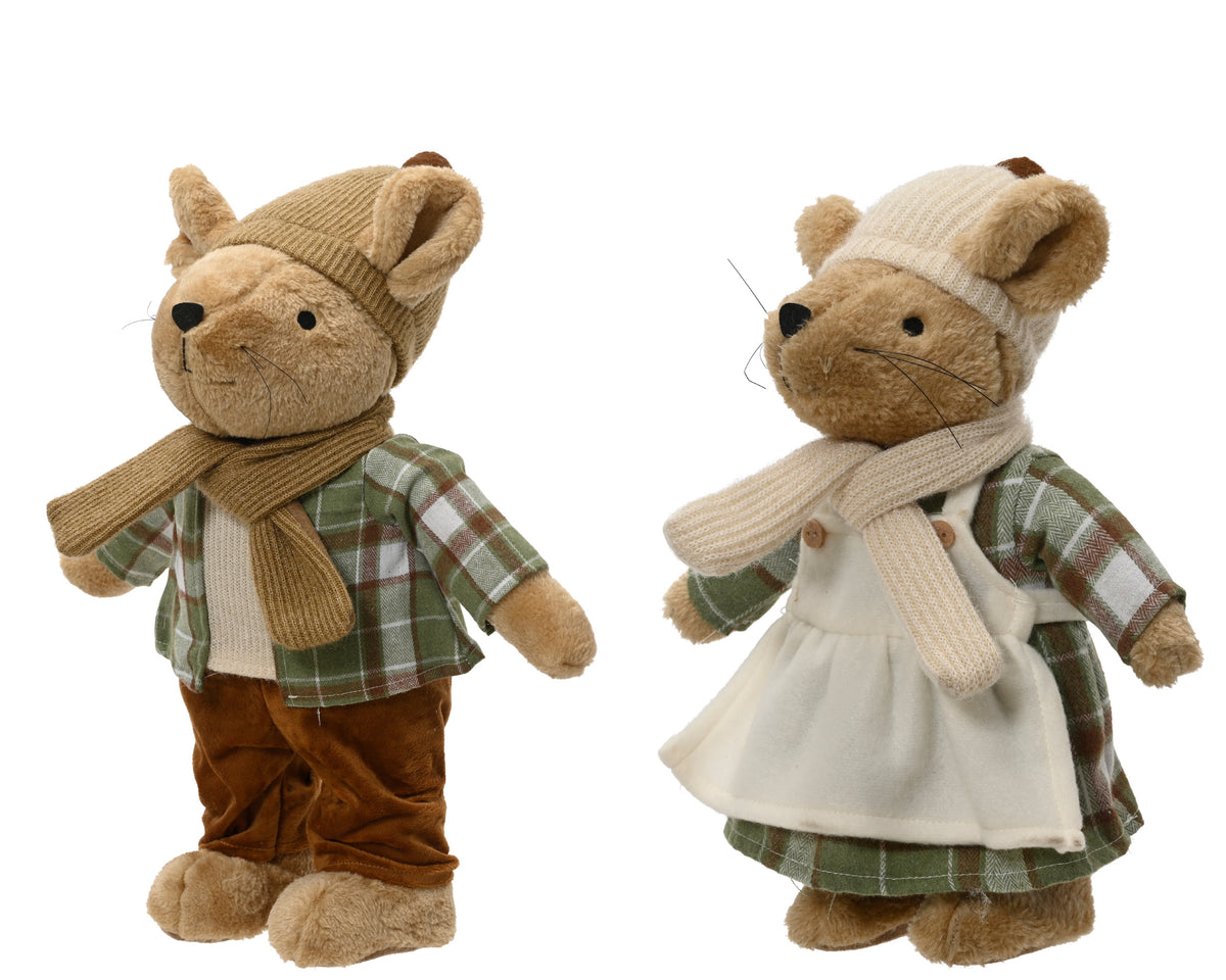 Garden Foggia - Peluche Topolini di Campagna in Abito Country a Quadretti (Modelli Assortiti)