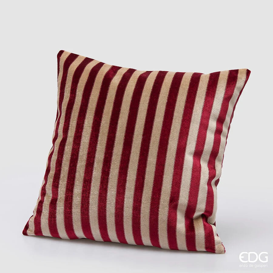 EDG - Cuscino Natalizio a Righe 45x45 cm Bordeaux