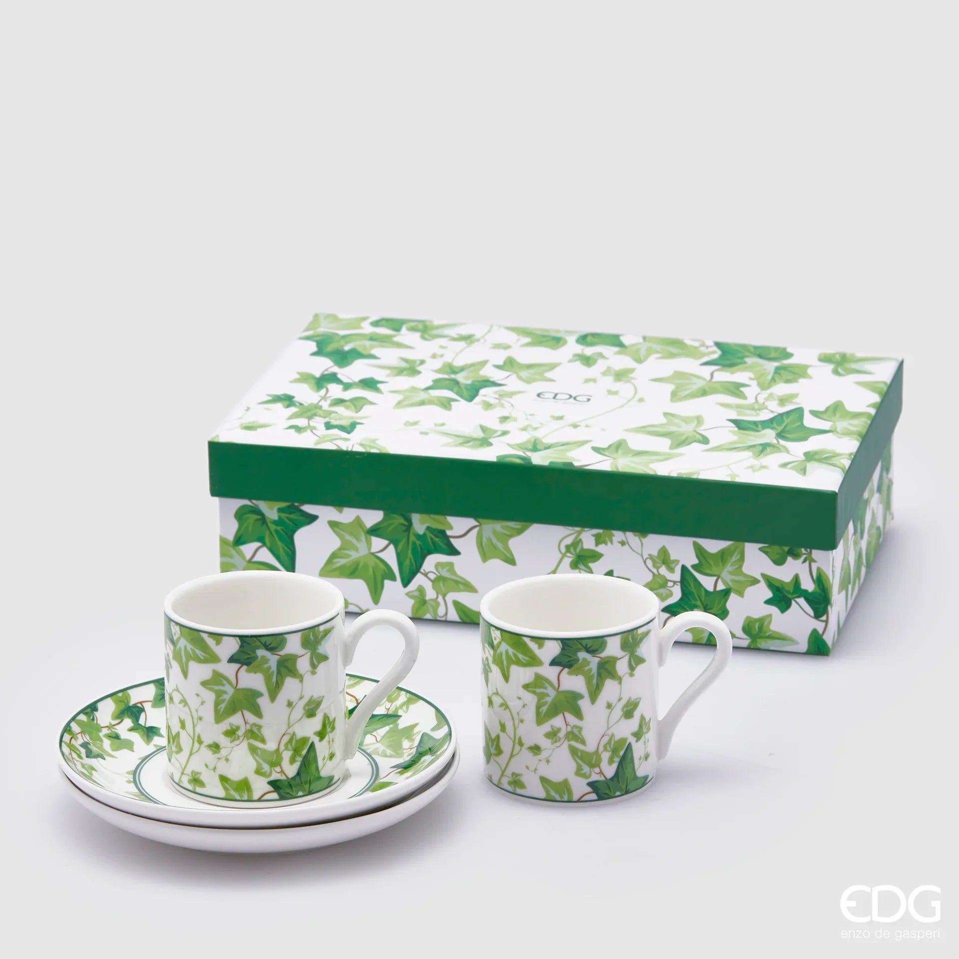 Set Di 2 Tazze Da Caffè In Ceramica Verde Con Piattino, Stile Rustico Fatte A Mano, 90 Ml, Lavabili In Lavastoviglie E Microonde