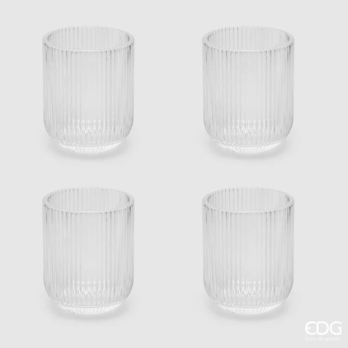 EDG Enzo De Gasperi - Set 4 Bicchieri Tumbler Acqua Righe H9 D7 cm