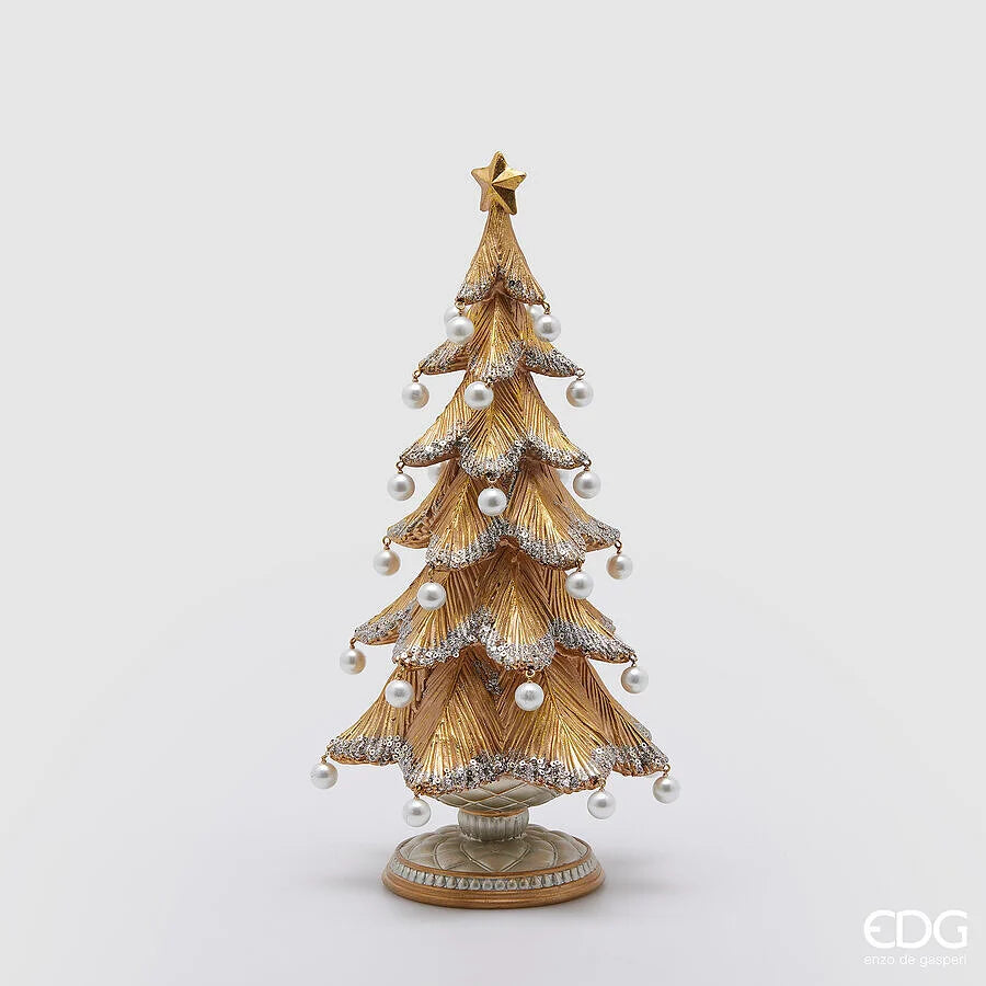 EDG - Pino Poly con Perle H 36 cm D 19 cm Oro Argento