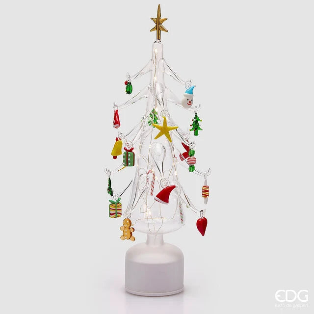 EDG - Pino Twist Natalizio con Decori LED H45 Ø9 cm Multicolor con Movimento e Luci