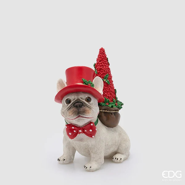 EDG - Decoro Natalizio Cane Bulldog con Pino