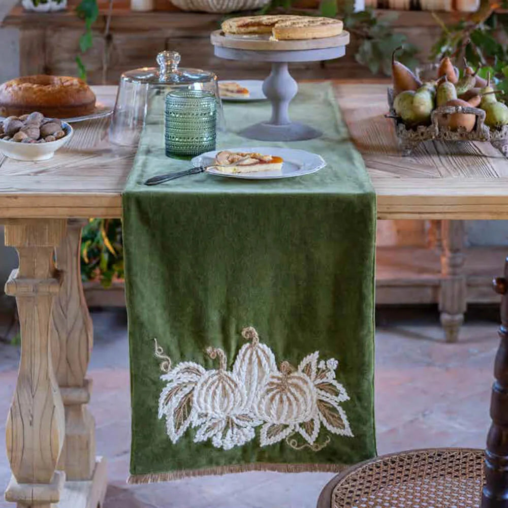 Blanc Mariclò - Runner Velluto Verde 50X140 CM