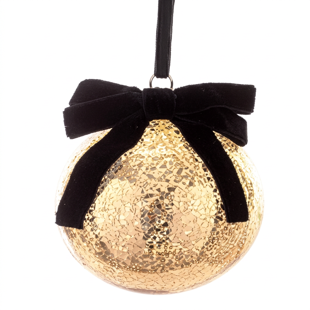 Garden Foggia - Sfera Gold Fiocco Velluto Nero d10CM