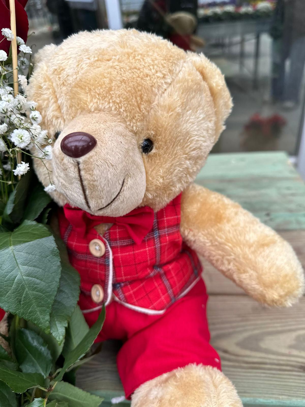 Garden Foggia - Bear Roses Bear with Red Roses