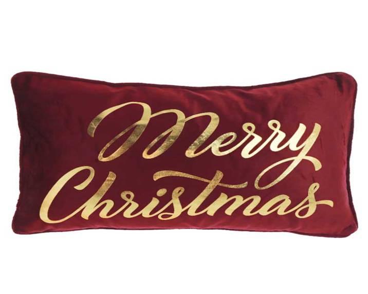 Garden Foggia - Cuscino Merry Xmas 50x30cm Bordeaux