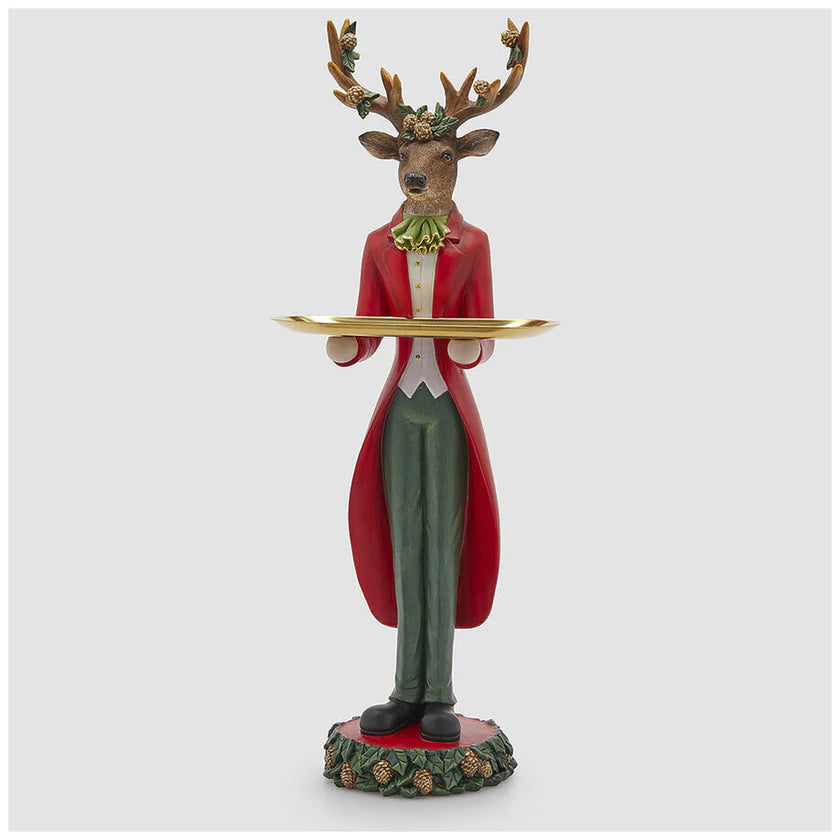 EDG Enzo De Gasperi – Decoro Renna con vassoio in poliresina altezza 61 cm