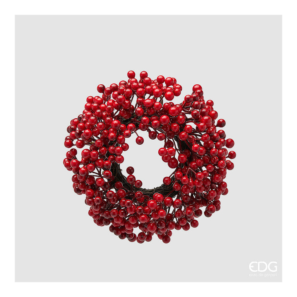 Edg - Corona Bacche natalizia piccola rossa, d22 cm