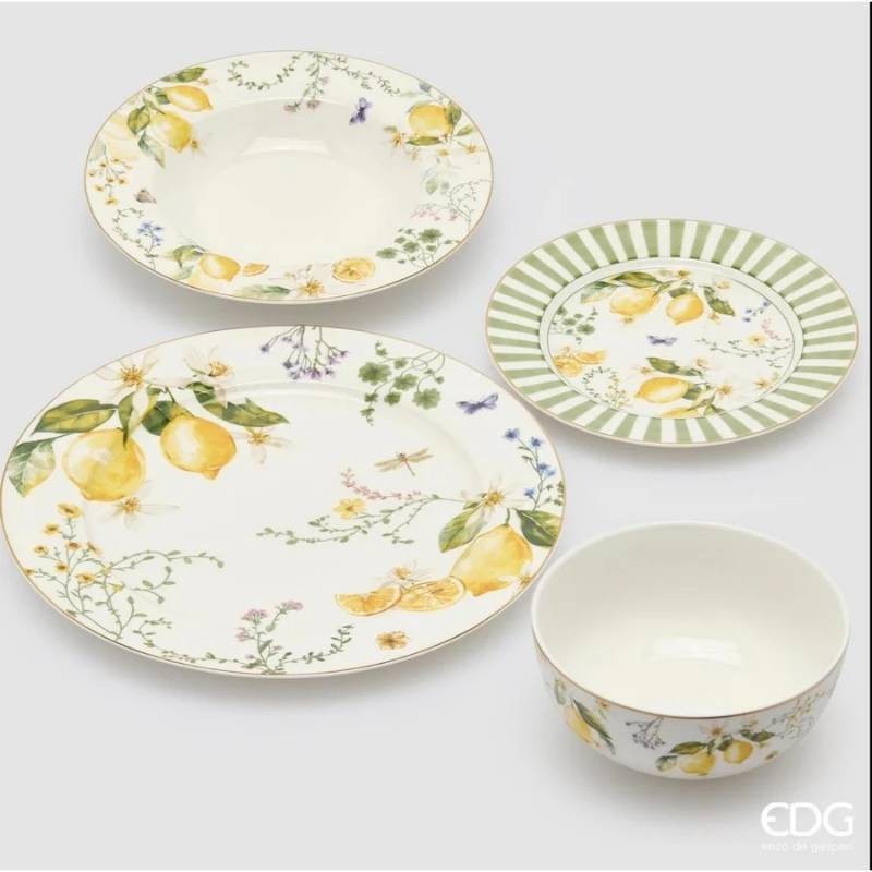 EDG - Set 24 Pezzi Piatti Limone