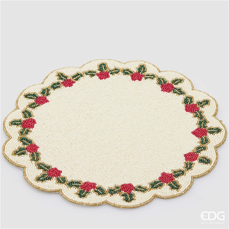 EDG - Sottopiatto Tessuto Decorato Strass D35cm Agrifoglio