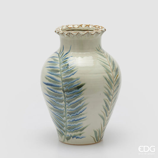 EDG - Vaso Anfora Decorativa con Palma h 40cm D 28cm
