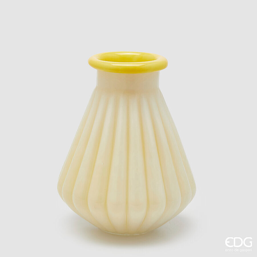 EDG - Vaso Righe Con Bordo H28 Giallo