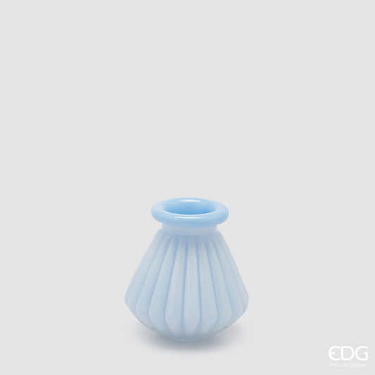 EDG - Vaso Righe Con Bordo H13cm Blue