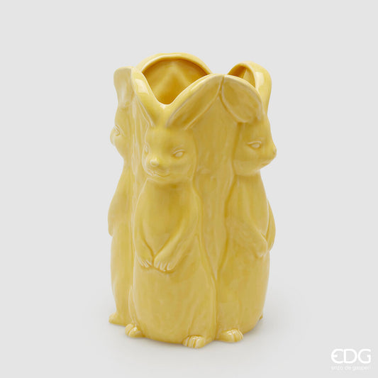EDG - Vaso Easter Cilindro Conigli H 30cm Giallo