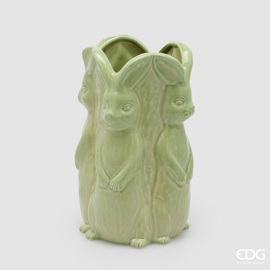 EDG - Vaso Easter Cilindro Conigli H 30cm Verde