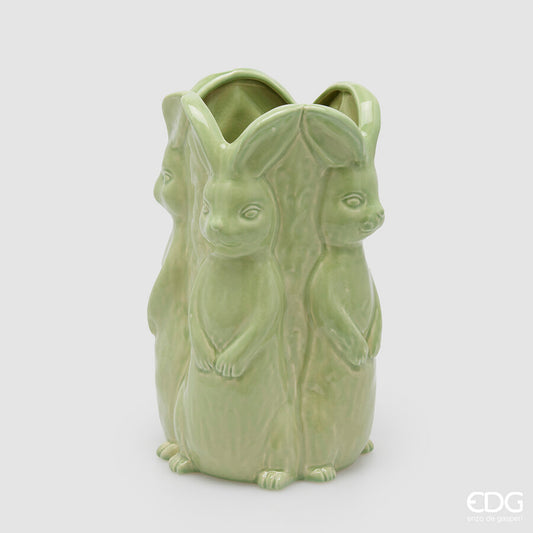 EDG - Vaso Easter Cilindro Conigli H 30cm Verde