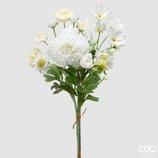 EDG  – Bouquet Peonia Mix Artificiale H 60 cm Bianco