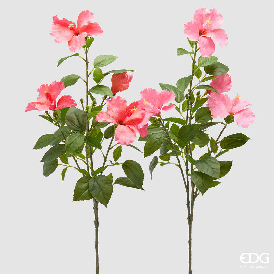 EDG - Ramo Hibiscus Artificiale H 90cm Sfumature Rosa