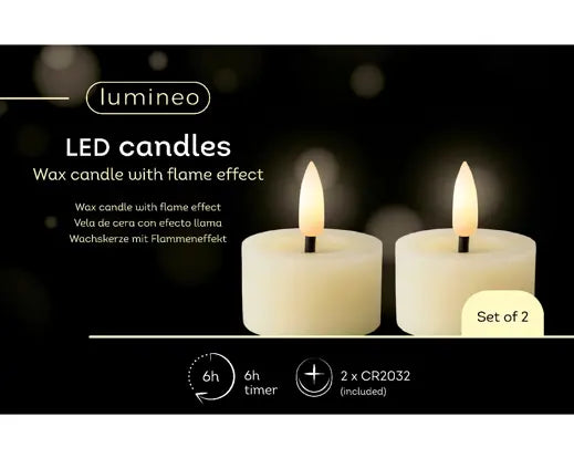 Garden Foggia - Box 2 Candele BIanco Crema h  5.2CM