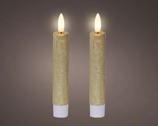 Garden Foggia - Box 2 Candele Flat Gold H 14,5cm