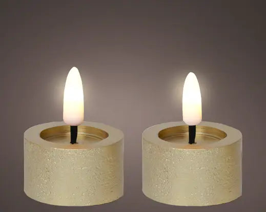 Garden Foggia - Box 2 Candele Flat H 5.2 cm Gold