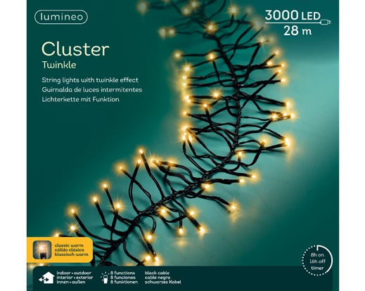 Garden Foggia - Luci Cluster Bianco Calda classic 3000 led 28 metri
