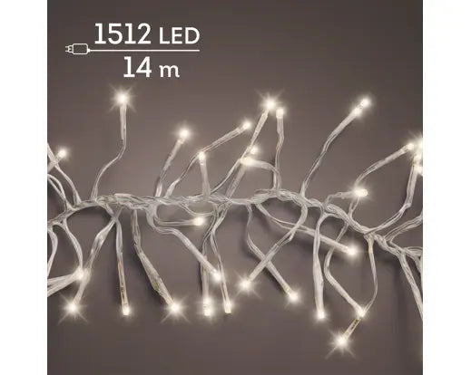 Garden Foggia - Luci Cluster 14 Metri 1512 led Luce Calda Filo trasparente