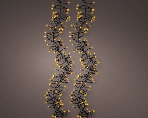 Garden Foggia - Luci Cluster 14 Metri 1512 led Filo nero Luce Gold