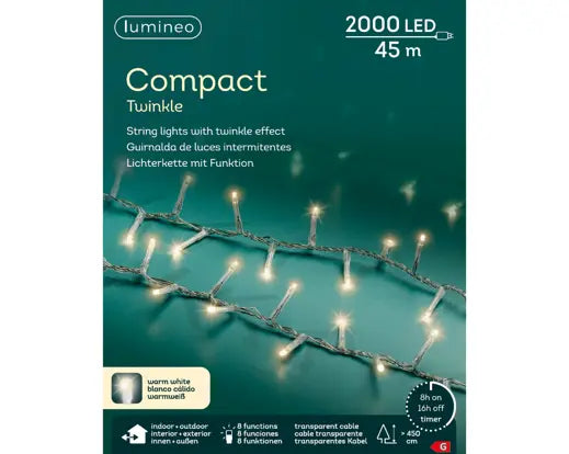 Garden Foggia - Luci Compact Filo Trasparente 2000 Led 45 metri Warm White