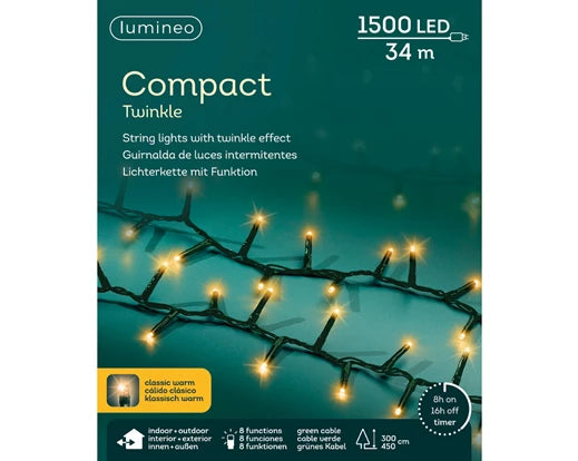 Garden Foggia - Luci Compact Filo Verde 1500 led 34 metri compact Luce Gold
