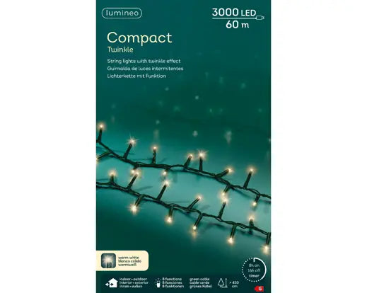 Garden Foggia - Luci Compact  3000 led 60 metri luce warm white