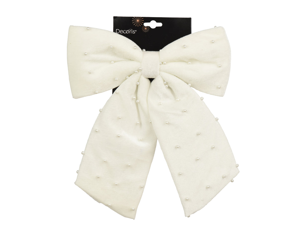 Garden Foggia - Fiocco Natalizio  in Velluto Bianco con Perle