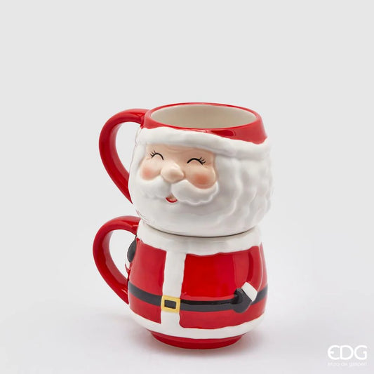 EDG - Lot de 2 Mugs Empilables Père Noël H17 cm